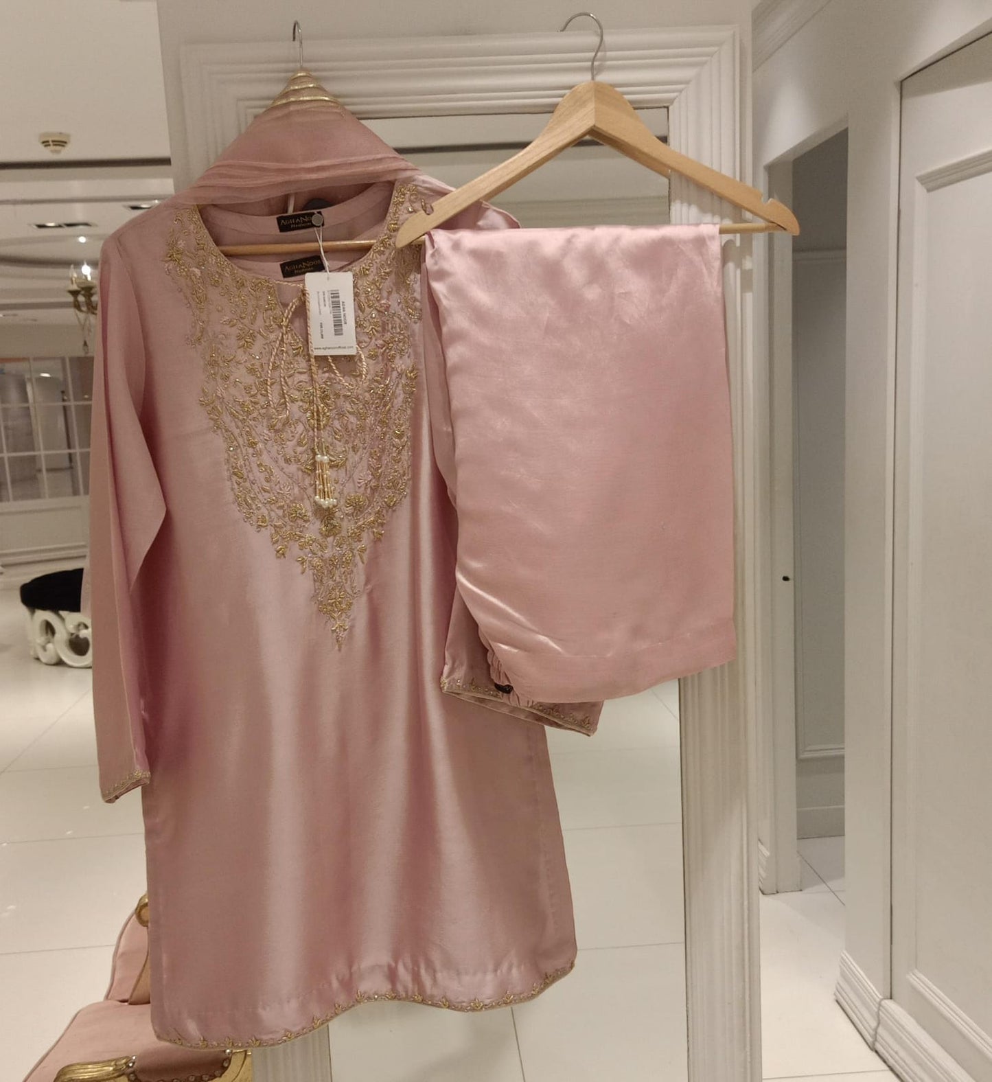 Peach Silk Farshi Shalwaar Set