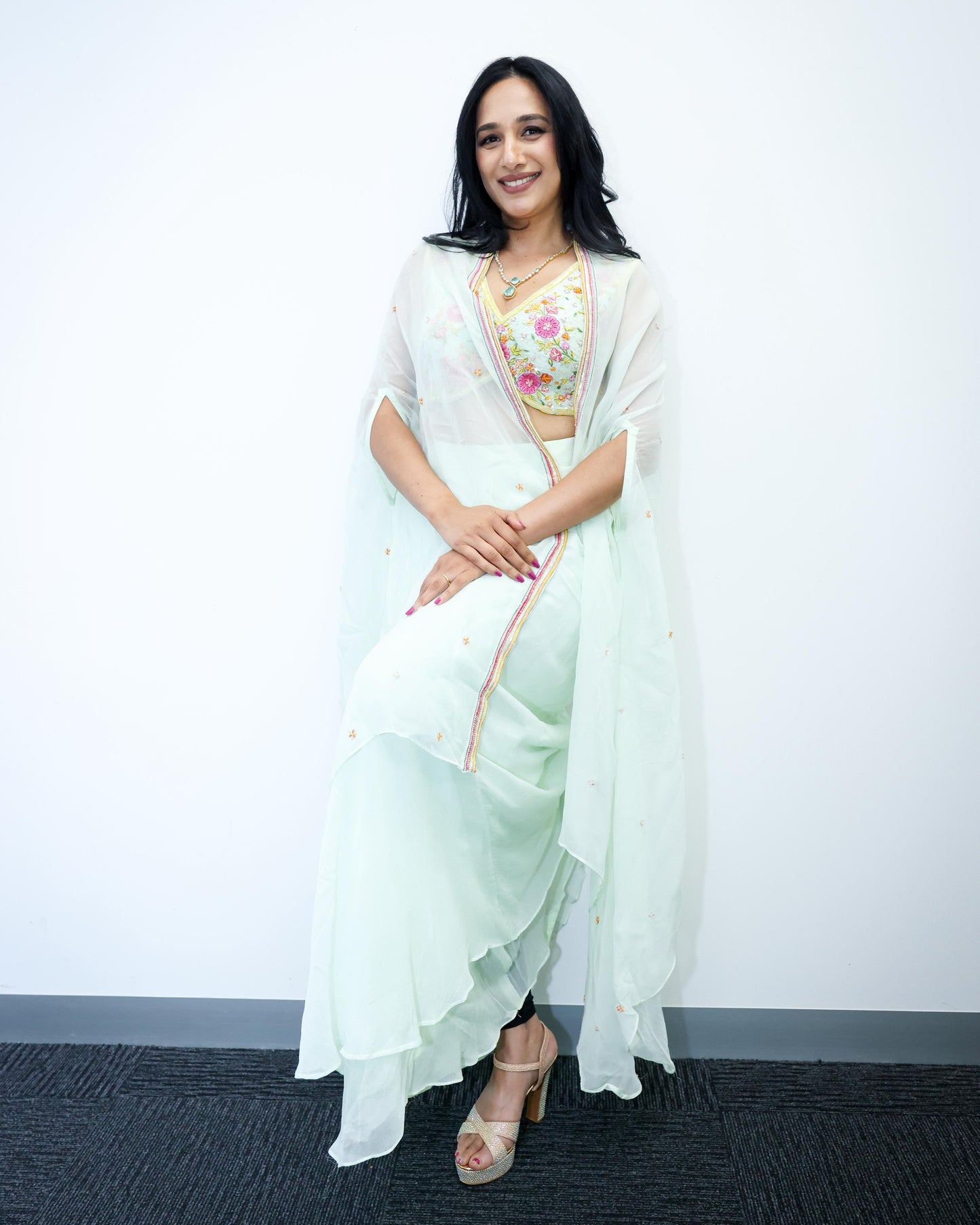 Georgette Dhoti Fusion Set