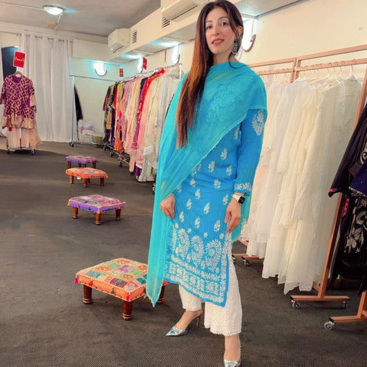 Hand Embroidered Luckhnowi Kurti