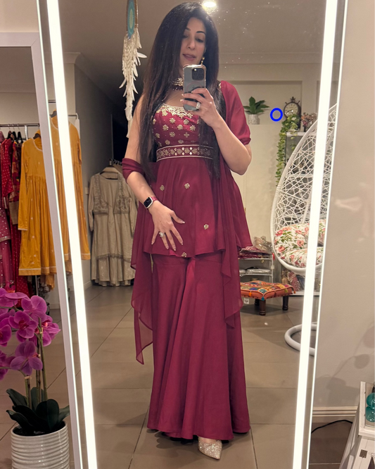 Wine Sharara Set
