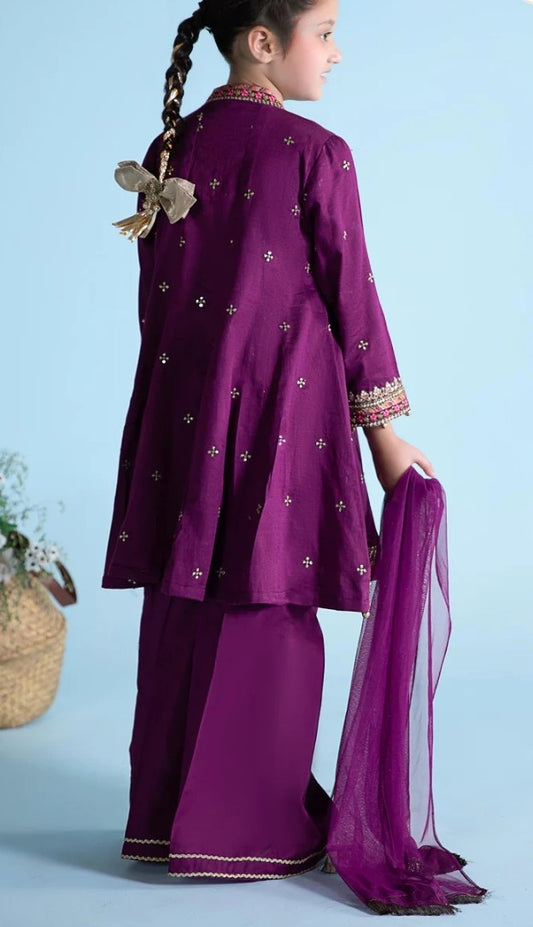 Wine Gharara Set For Girls