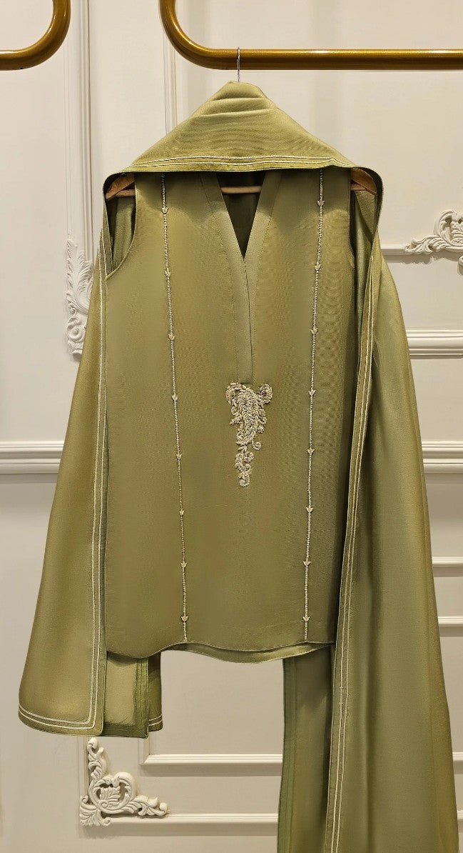 Olive Green Faarshi Shalwaar