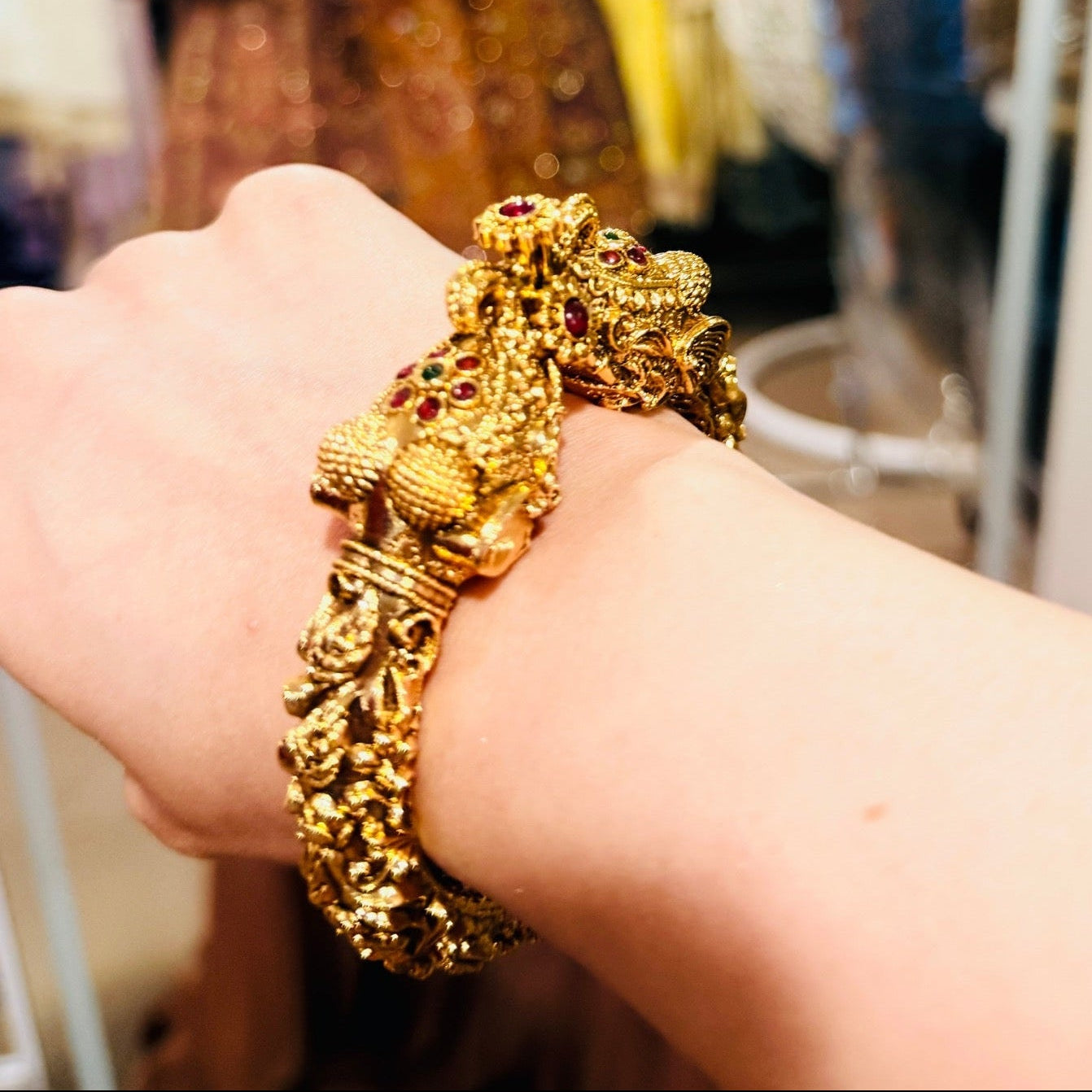 Antique Temple Kada With Stones