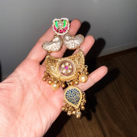 Dual Toned Gold-Silver Earrings