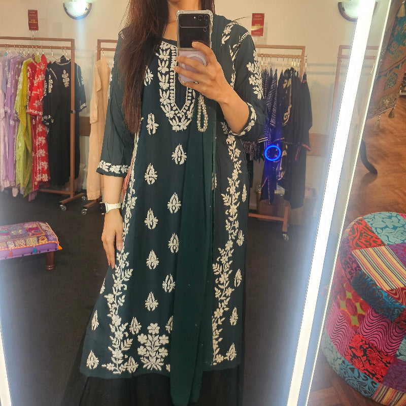 Hand Embroidered Luckhnowi Kurti