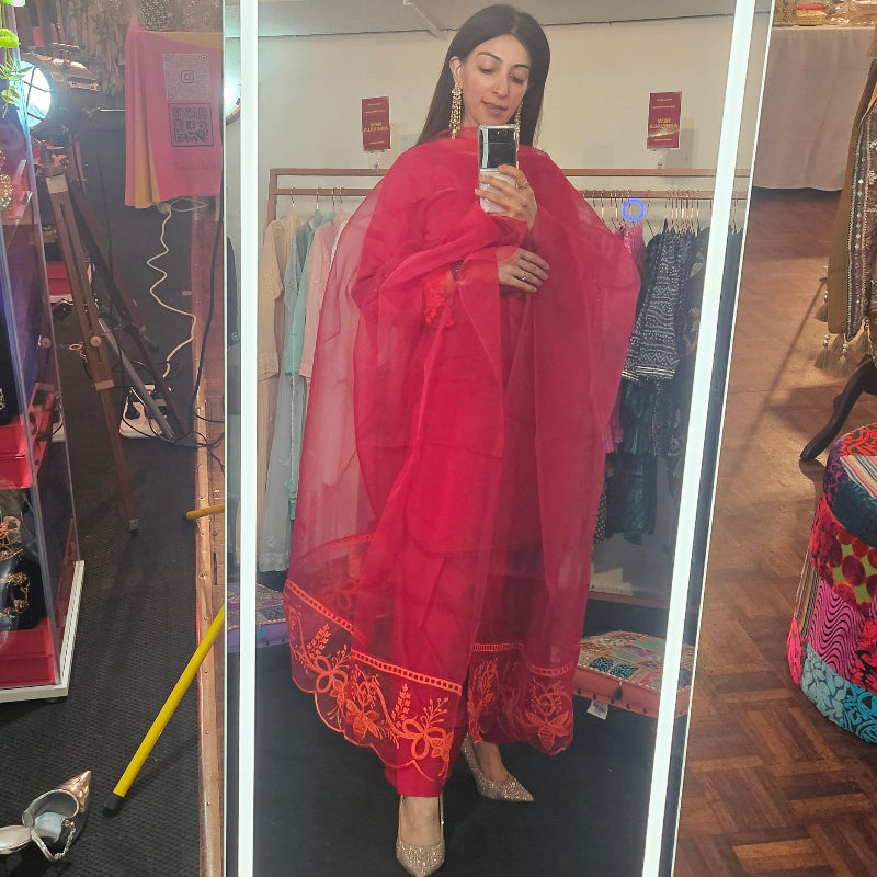 Ruby Red Faarshi Shalwaar