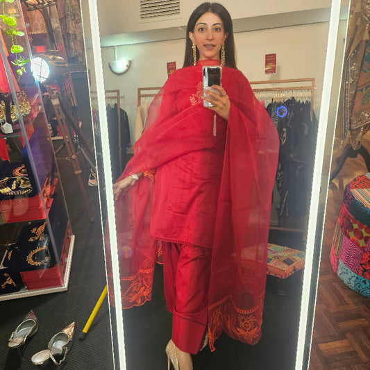 Ruby Red Faarshi Shalwaar