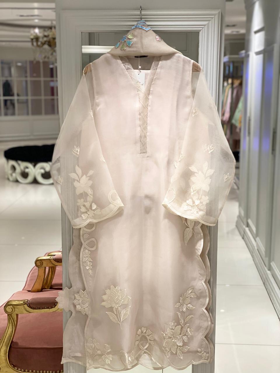 Off White Organza Suit