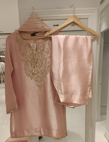 Peach Silk Farshi Shalwaar Set