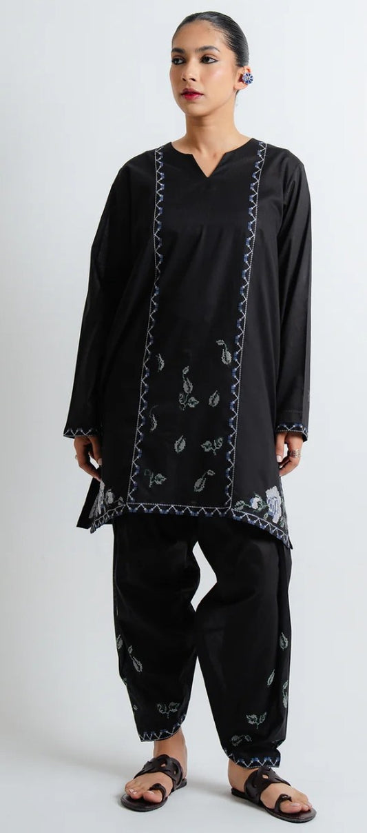 Black Pure Lawn Shalwar Co-Ord Set