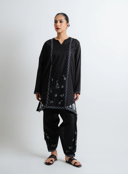 Black Pure Lawn Shalwar Co-Ord Set