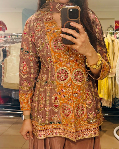Peplum Top With Silk Sharara