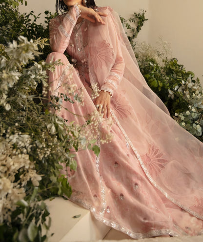 Three Piece Pink Chiffon Suit Set