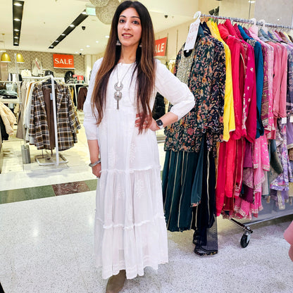 White Handwork Luckhnowi Dress