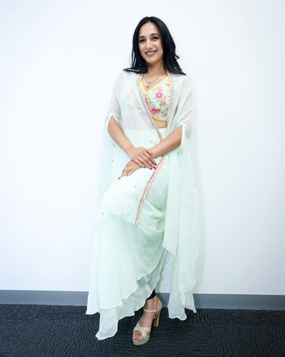 Georgette Dhoti Fusion Set