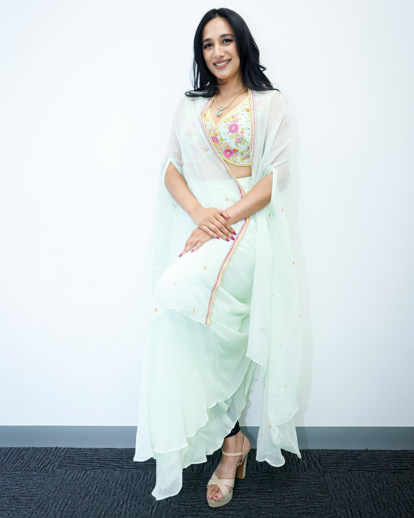 Georgette Dhoti Fusion Set