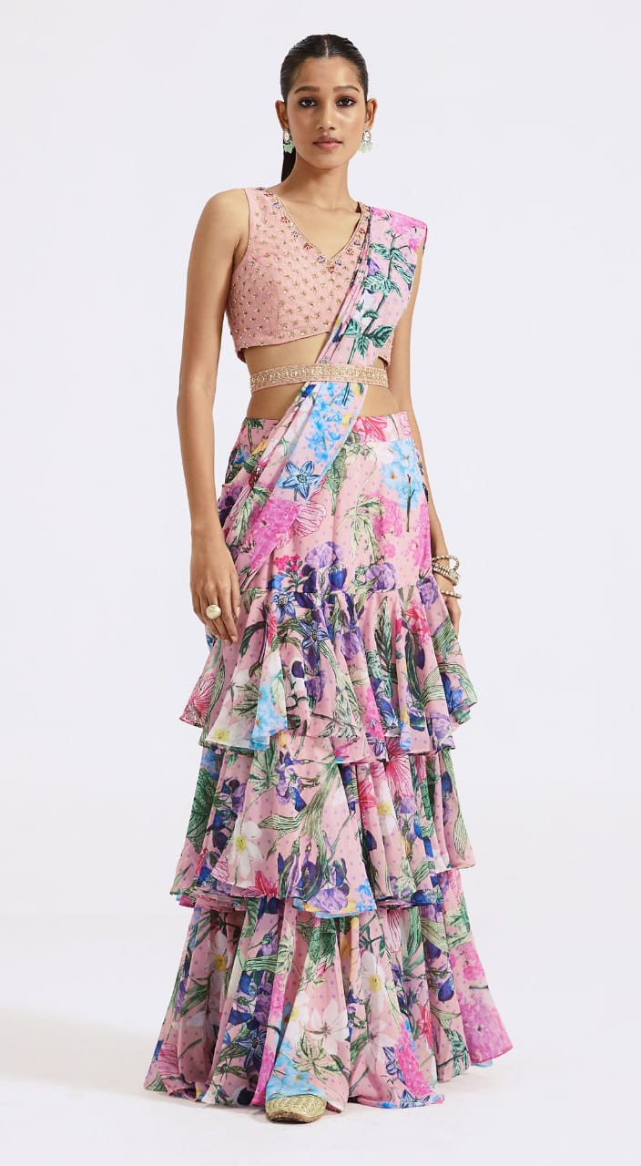 Georgette Ready To Wear Skirt Set