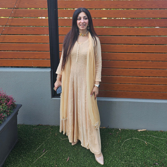 Ivory Lucknowi Anarkali Set