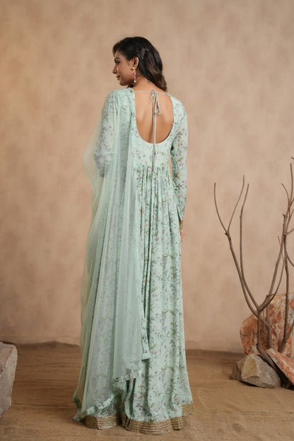 Floral Chinnon Crepe Anaarkali