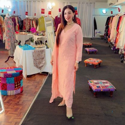 Coral Lukhnowi Handwork Suit