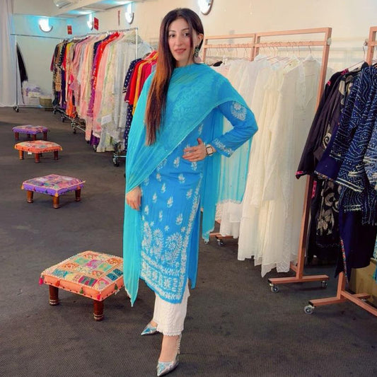 Hand Embroidered Luckhnowi Kurti