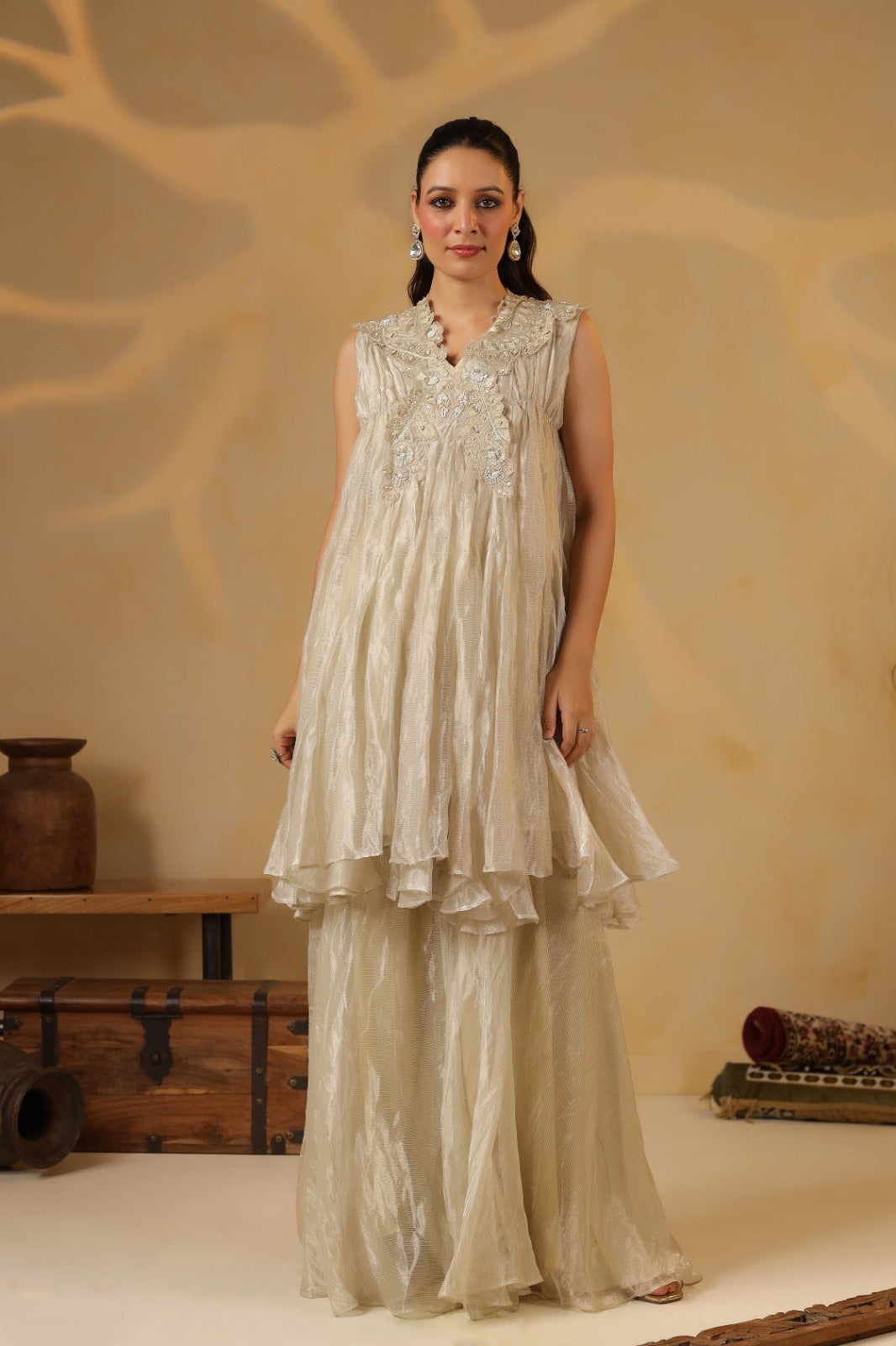 Vanilla White Crush Gharara Set