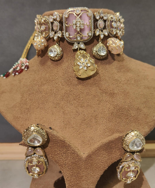 Thecha Choker Set With Intricate Stonework