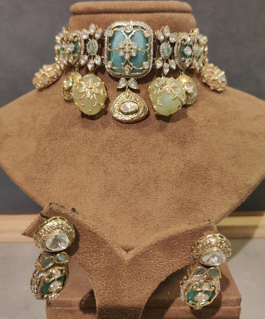 Thecha Choker Set With Intricate Stonework