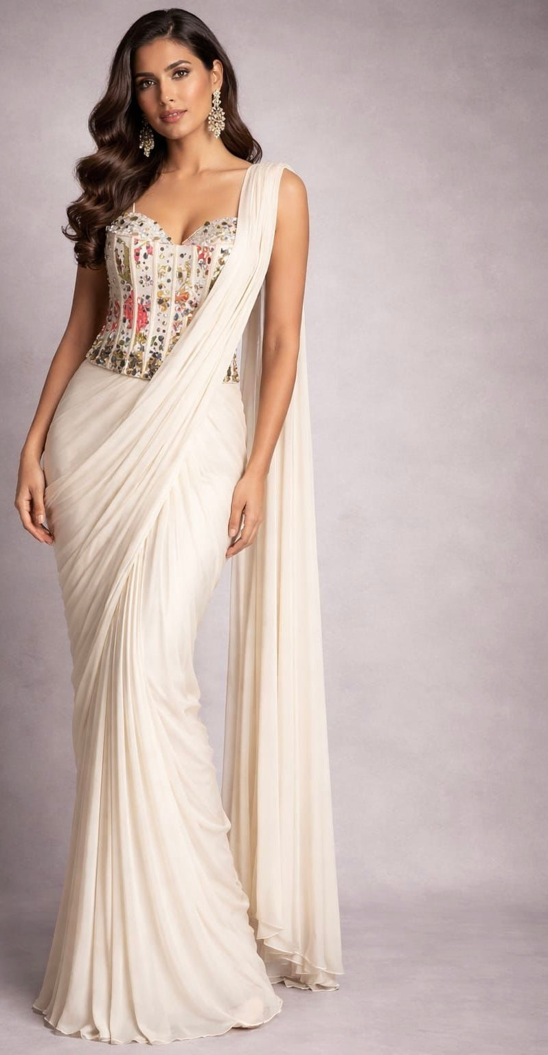 Pre Order Corset Blouse Ready To Wear Saree