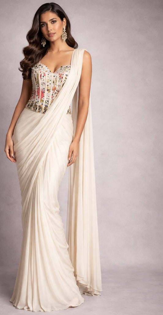 Pre Order Corset Blouse Ready To Wear Saree