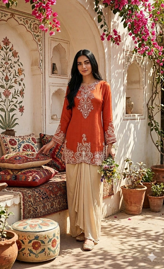 Long Sleeve Embroidered Faarshi Shalwaar
