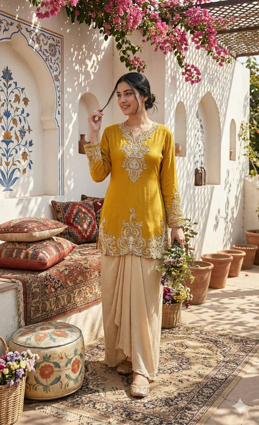 Long Sleeve Embroidered Faarshi Shalwaar