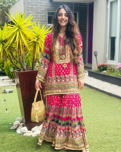 Hot Pink Gharara Set
