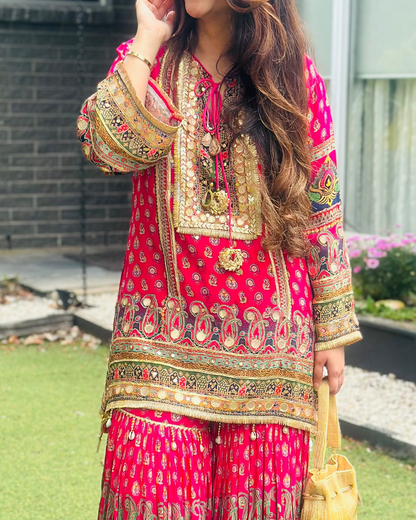Hot Pink Gharara Set