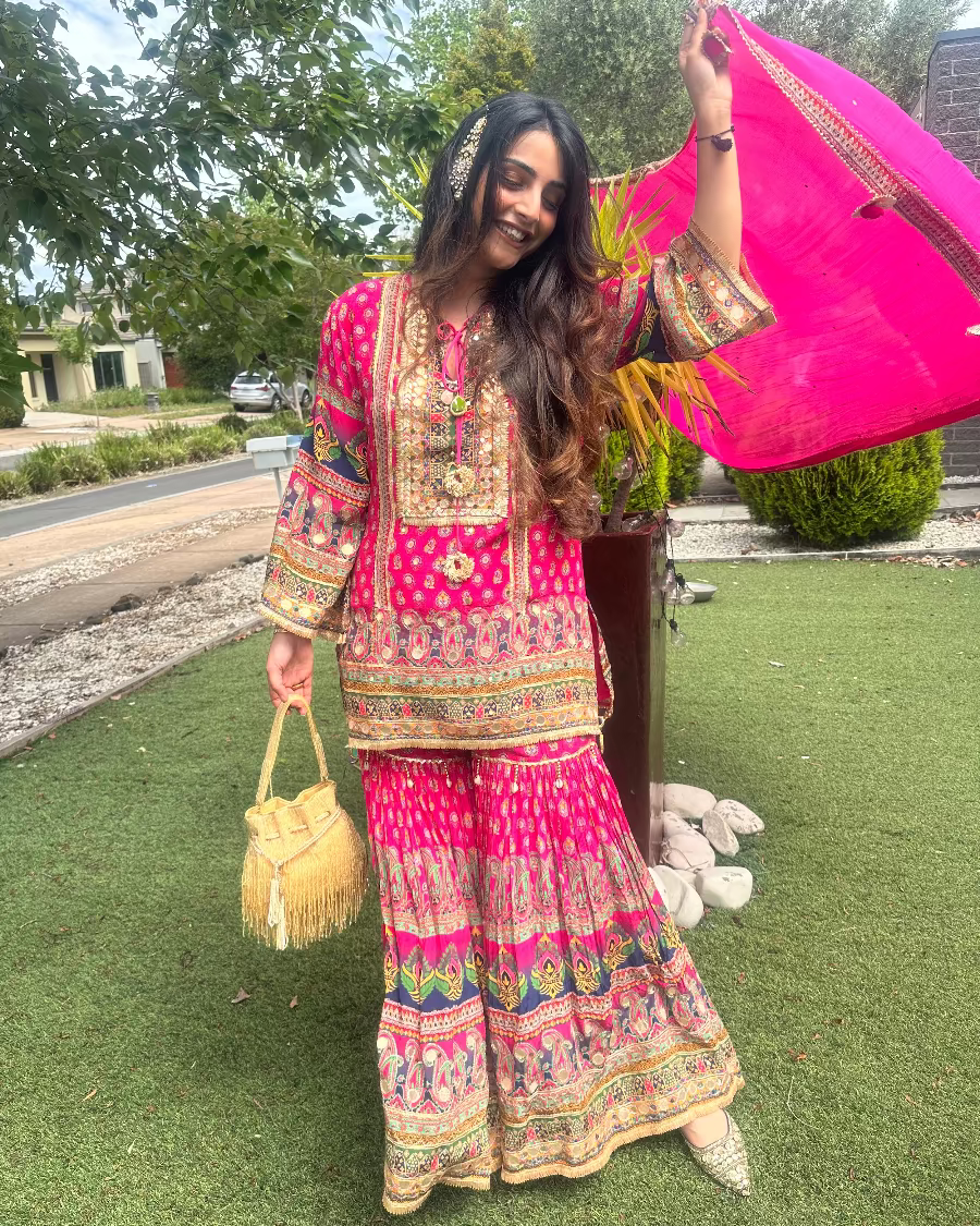 Hot Pink Gharara Set