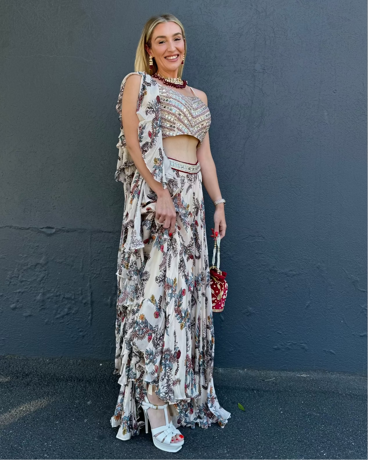 Frill Drape Fusion Palazzo Set