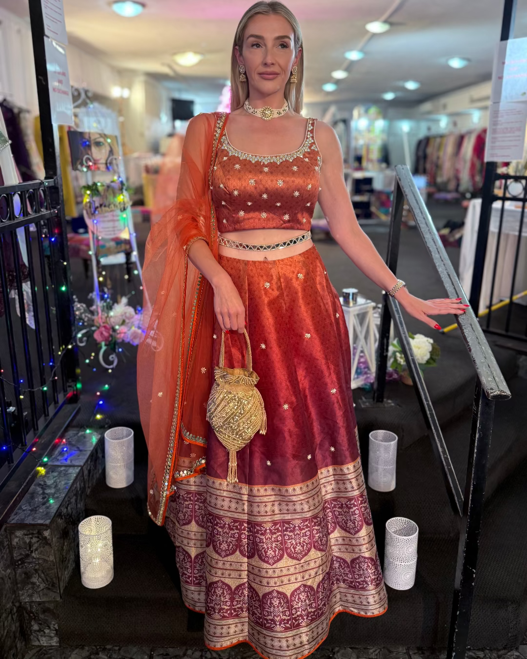 Rust Lehenga Belt Set