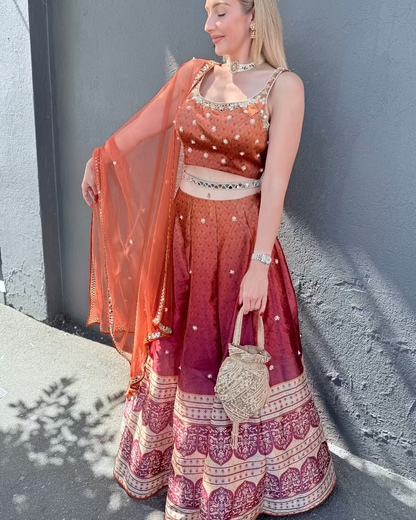 Rust Lehenga Belt Set