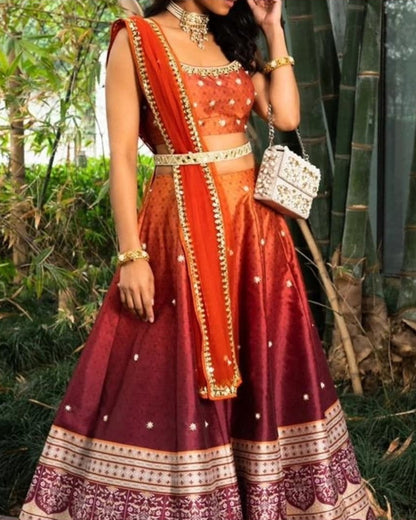 Rust Lehenga Belt Set
