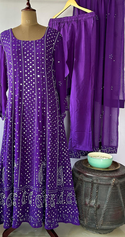 Mirror Work Anarkali Set