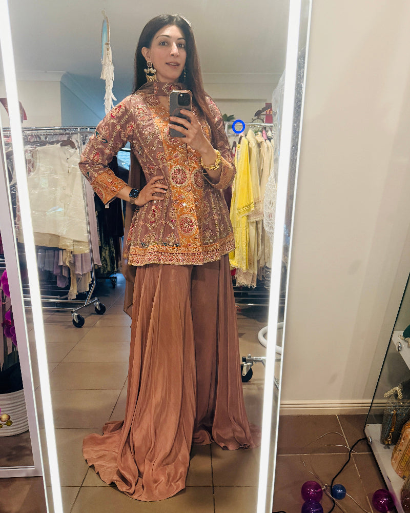 Peplum Top With Silk Sharara