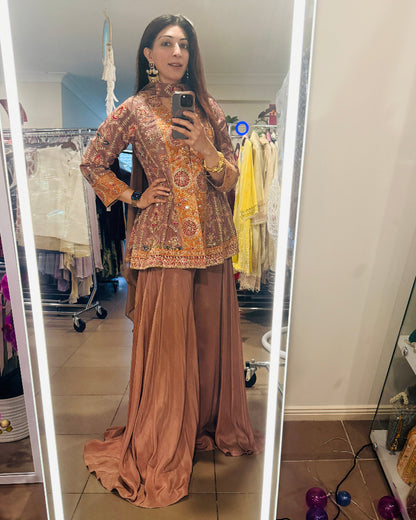 Peplum Top With Silk Sharara