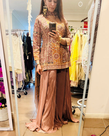 Peplum Top With Silk Sharara