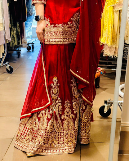 Red Gharara Set