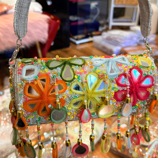 Mirror Embellished handheld bag