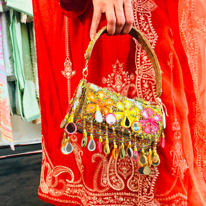 Mirror Embellished handheld bag