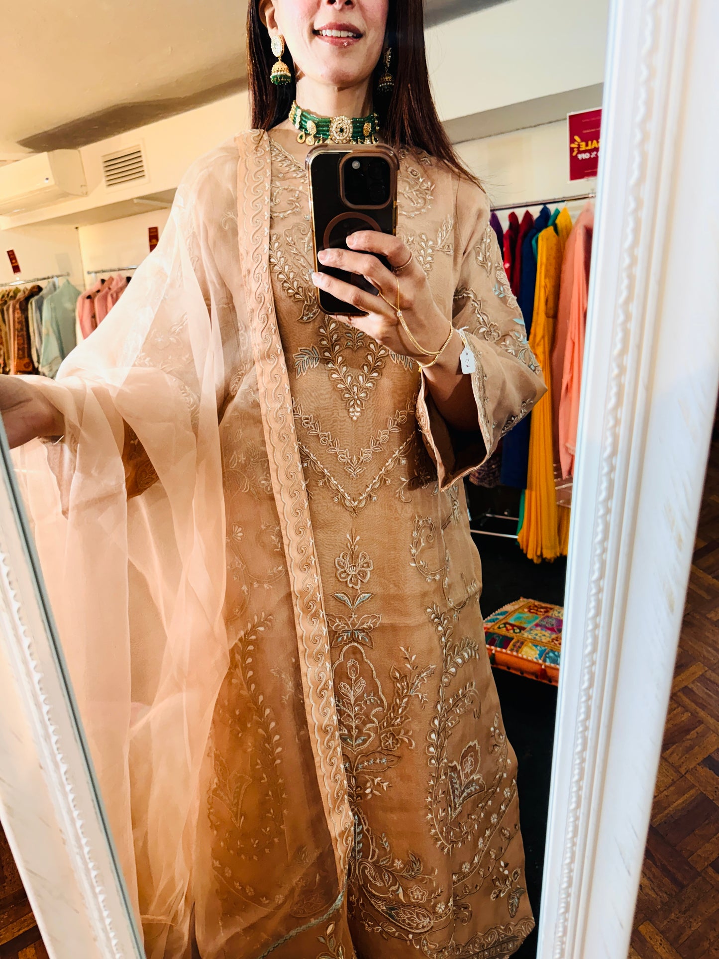 Blush Pink Organza Aghanoor Suit