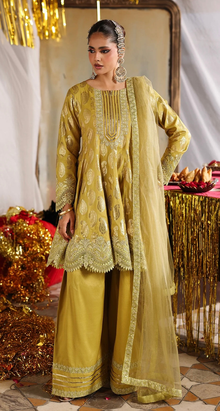 Peach Festive Suit Set