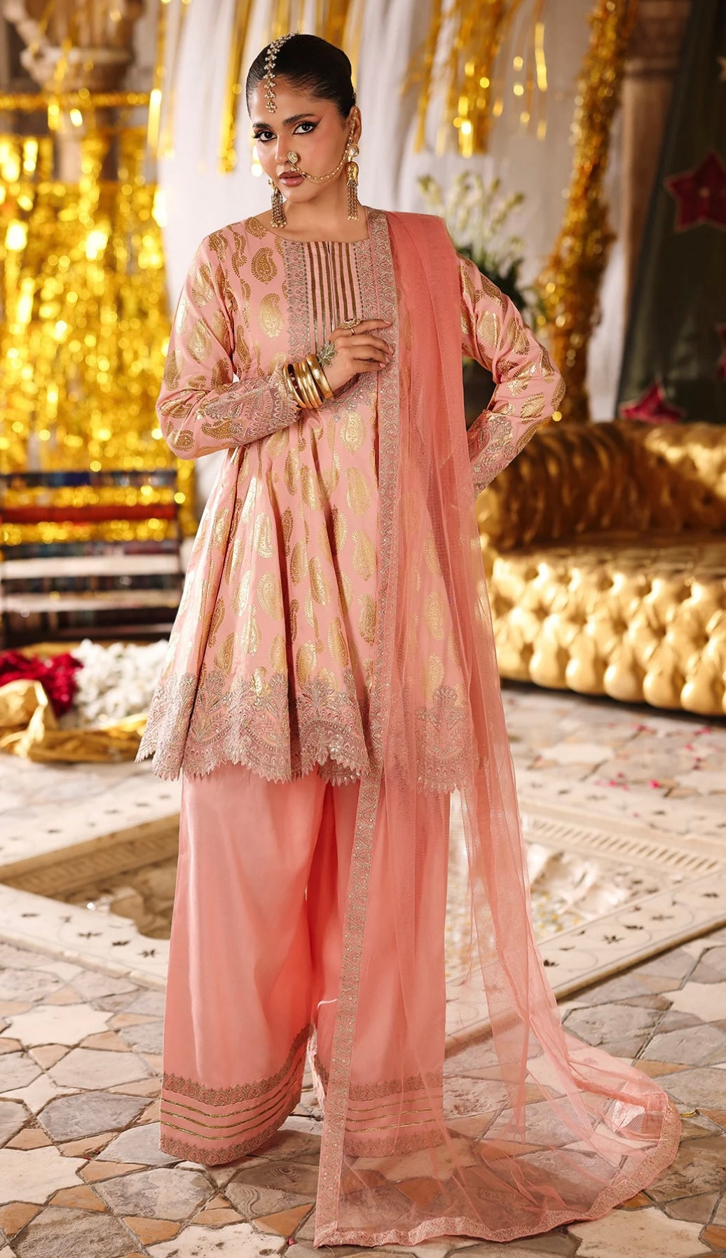 Peach Festive Suit Set