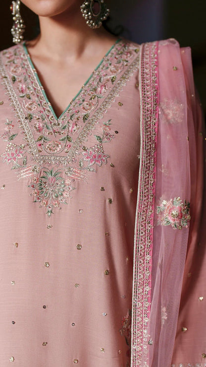 Pastel Pink Silk Pant Set